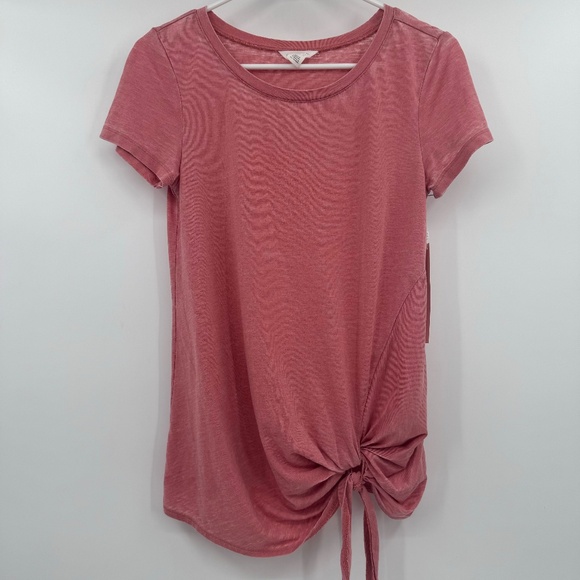 Caslon Top Women XS NEW Pink Red Short Sleeves Tie Front Lightweight 90s Y2K - Picture 1 of 10